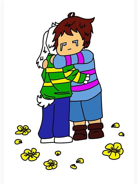Undertale Asriel And Frisk Hug Metal Print By Eviedean Redbubble