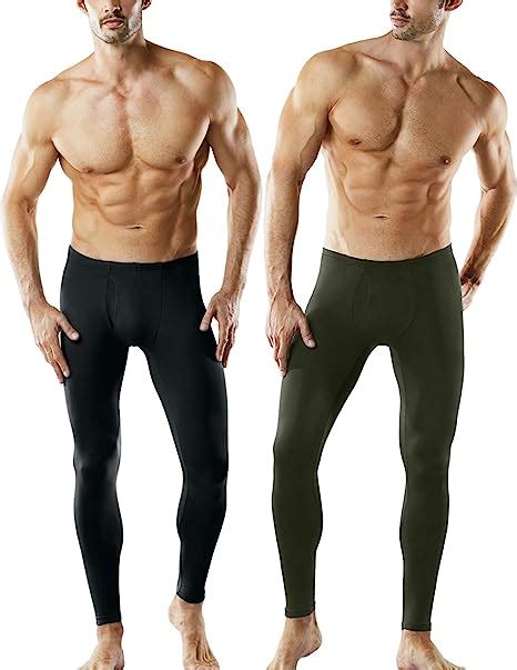 Tsla Mens Thermal Microfiber Fleece Lined Bottom Underwear Long Johns Stretchy With Fly