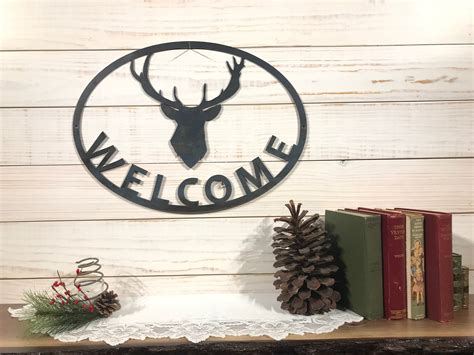 Custom Metal Deer Sign 20 Inch Large Welcome Sign By Precisioncut On