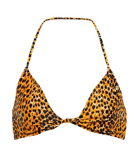 Leopard Print Halterneck Bikini Top In Neutrals Ganni Mytheresa