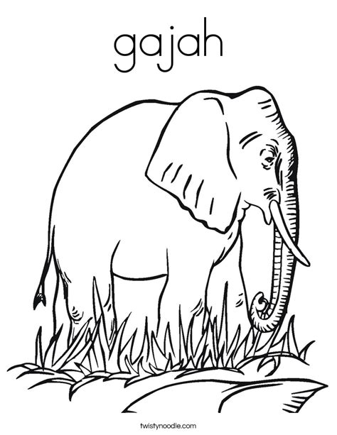 Gajah Coloring Page Twisty Noodle