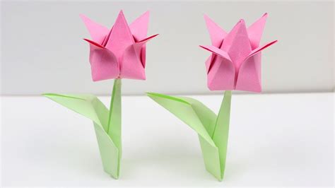 Origami Tulip Flower And Stem Coloring Pages Pieeofchunk