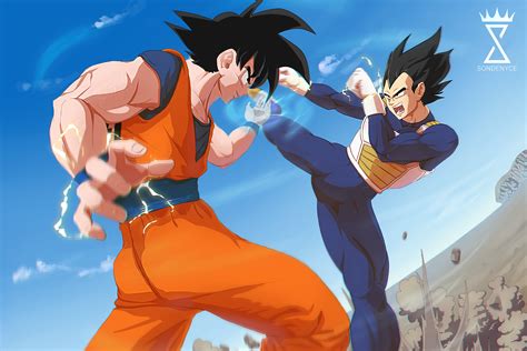 Goku Vs Vegeta By Denychie