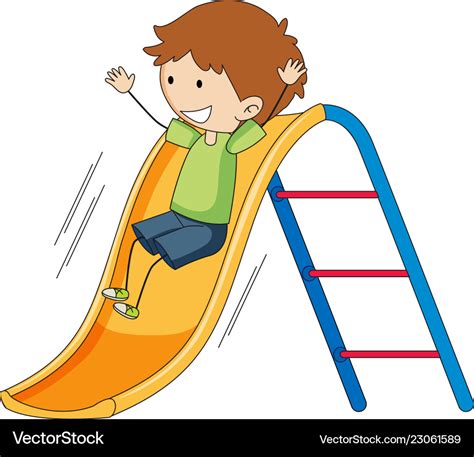 Doodle Boy Playing Slide Royalty Free Vector Image