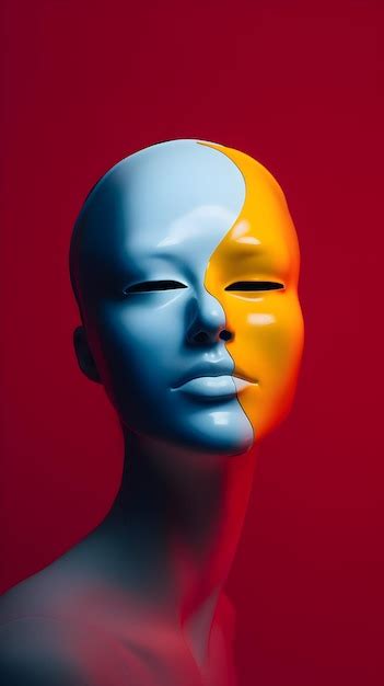Premium Photo A Colorful Mannequin With A Red Background And A Blue