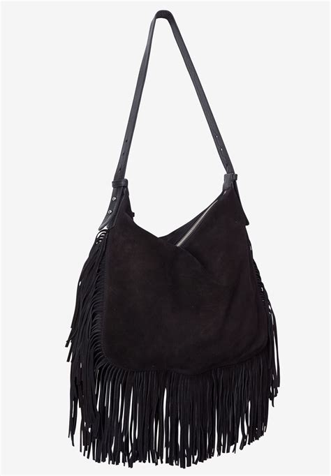 Suede Fringe Handbag By Ellos® Plus Size Handbags And Wallets Woman