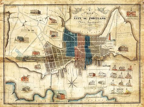 Portland Maine 1836 Map By John Cullum Photograph By Tim Sullivan