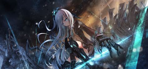 Crunchyroll robot girls neo adds two more cute characters. original characters, white hair, blue eyes, anime girls ...