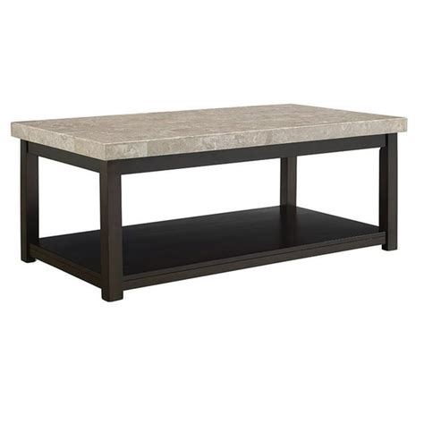 Bowery Hill Rectangular Marble Top Coffee Table In Rich Espresso
