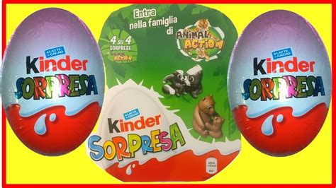 4 Kinder Surprise Eggs Animal Action Opening Youtube