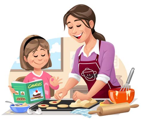 mom baking cookies clipart