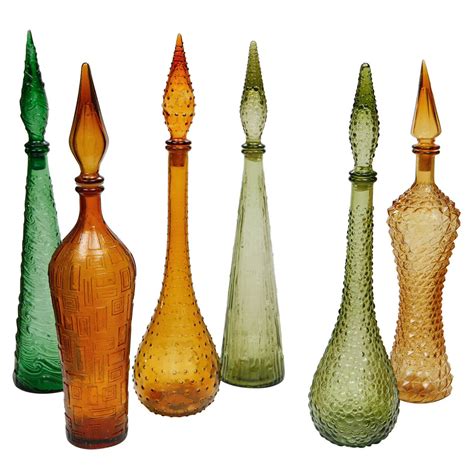 Assorted Mid Century Murano Bottles Antique Glass Bottles Antique Glass Colored Glass Bottles