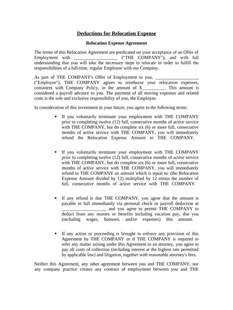 Relocation Agreement Sample Doc Template Pdffiller