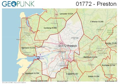 01772 View Map Of The Preston Area Code
