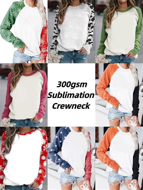 Wholesale Sublimation Sweatshirt Blanks Faux Bleached Pullover