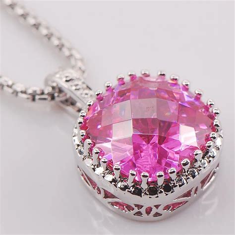 Pink Crystal Zircon Sterling Silver Fashion Jewelry Pendant Te