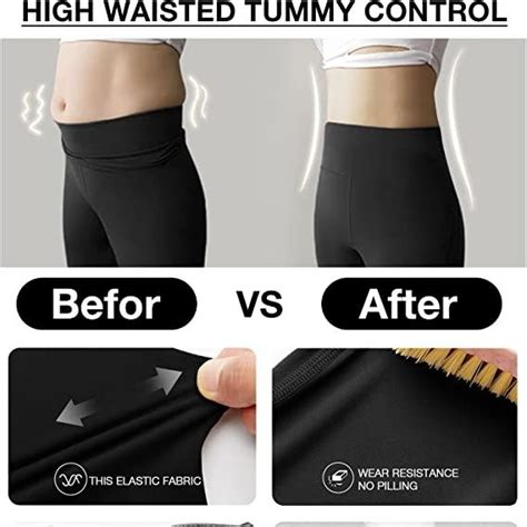 Chrleisure Leggings With Pockets For Women High Waisted Tummy Control