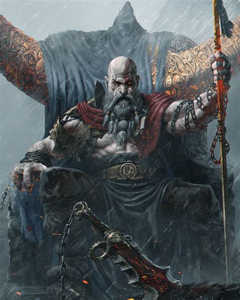 God Of War Fanart Exhibits The Mighty Kratos Upon His Throne Kratos God