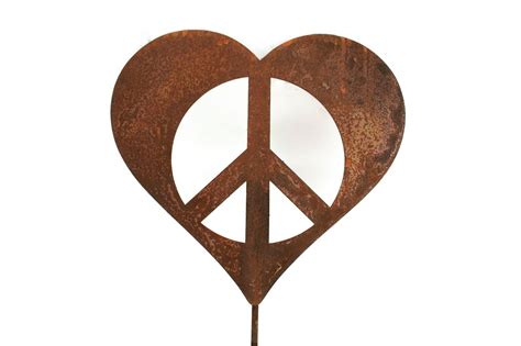 Metal Heart Peace Sign Garden Stake Valentine Heart Heart Yard Sign