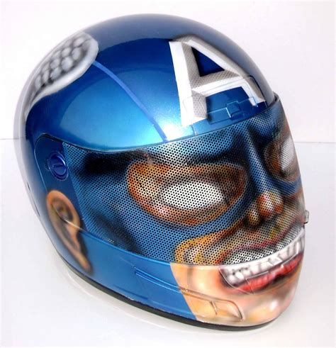 Angeluz Creations Custom Motorcycle Helmet Captain America