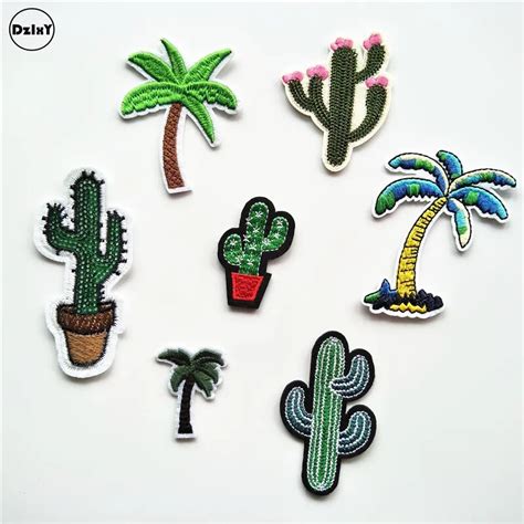 1 Pcs Plant Cactus Parches Embroidered Iron On Patches For Clothing Diy