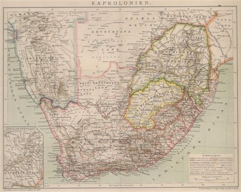 South Africa 1895 Antique Map Antique Prints Pastel Colors Colours