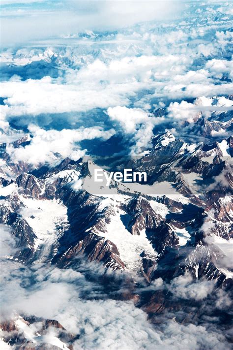 Aerial View Of Snow Covered Mountains Id 93524973