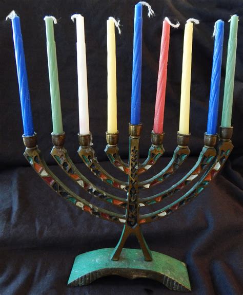 Menorah With Candles Flk512b Gallery Of Folklore And Popular Culture