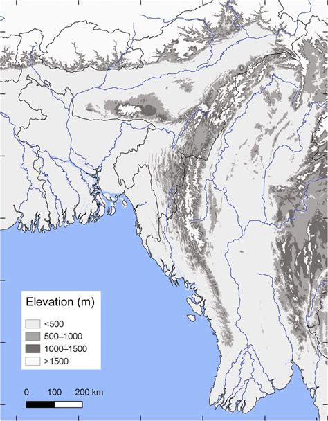 Elevational Map Of Northeast India Showing The Distribution Of Members