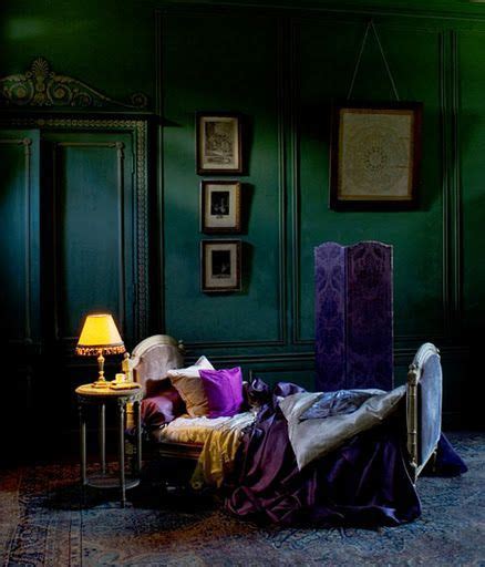 Bold turquoise and purple boy's room decor with creamy shades. Beautiful dark dramatic bedroom in rich peacock shades of ...