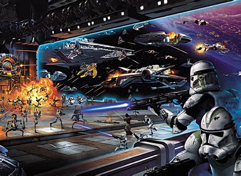 Обои star wars звёздные войны клоны дроиды битва в космосе на рабочий стол