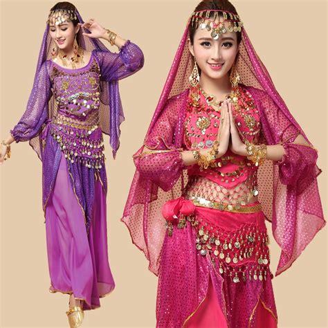 4pcs Whole Set New Style Belly Dance Costumes Bollywood Indian Dress