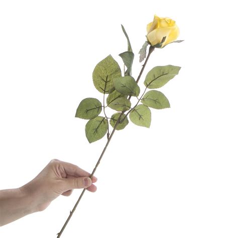 Dozen Yellow Artificial Long Stem Roses Bushes Bouquets Floral