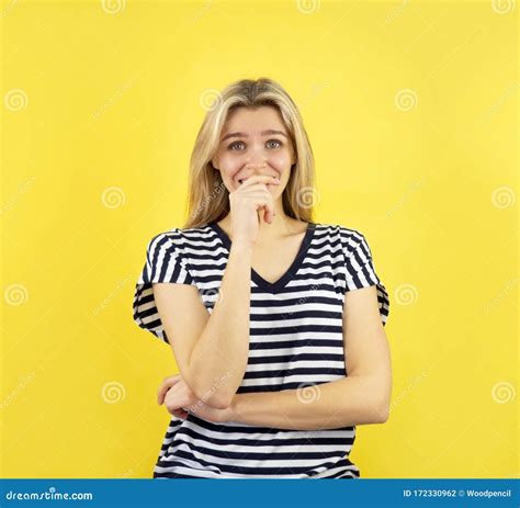 Oh No Woman Face Expression Concept Awkward Shame Eyes Isolated On