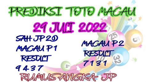 pengeluaran toto macau hari ini