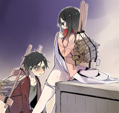Mikasa Ackerman And Eren Yeager Shingeki No Kyojin Drawn By Tsunekawa