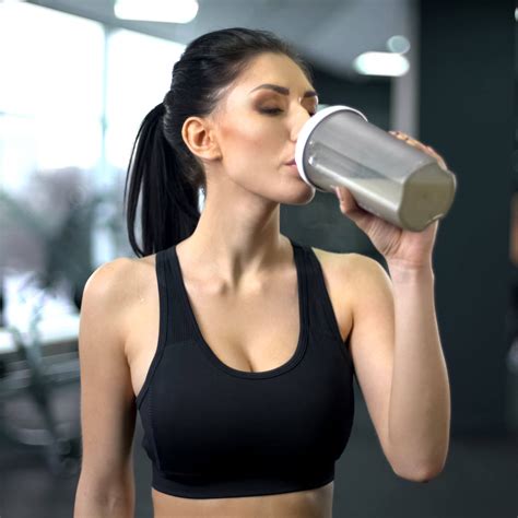 Sporty Woman Drinking Protein Shake After Workout Muscle Gain Nutrition Health Applied Dna