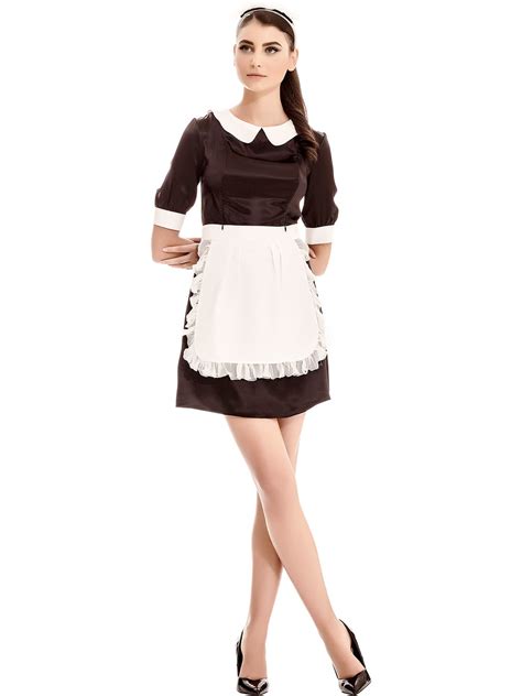 Murmur Silk And Chantilly Lace Maid Outfit In Blackwhite Black Lyst