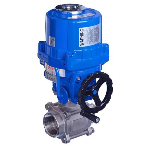 Electric Actuated 3 Piece Stainless Steel Ball Valve With Handwheel In