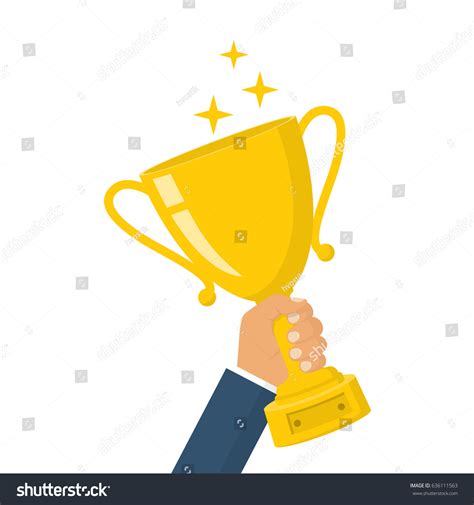 Winning Cup Hand Symbol Success Winning Stock Vector 636111563 ...