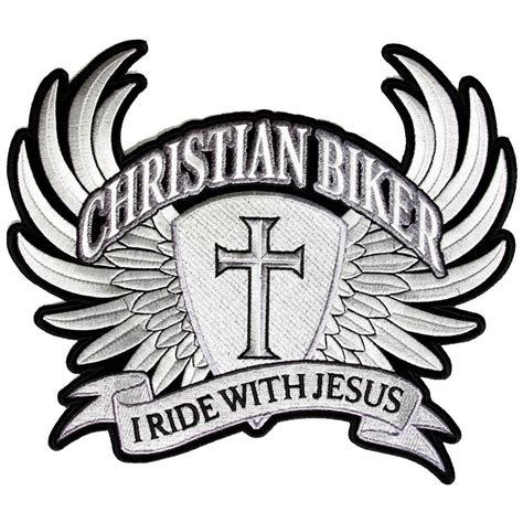 Christian Biker I Ride With Jesus Embroidered Iron On Patch Christian