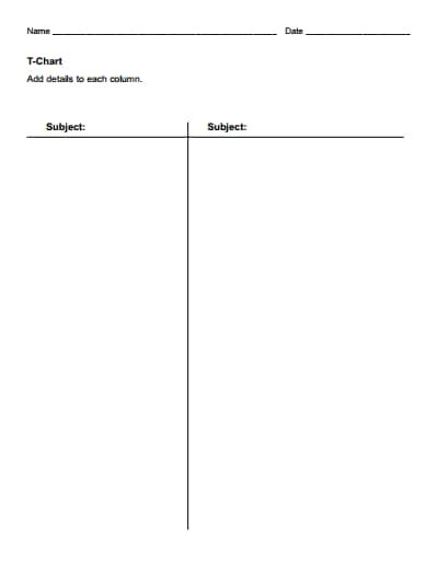 T Chart Template Free Download