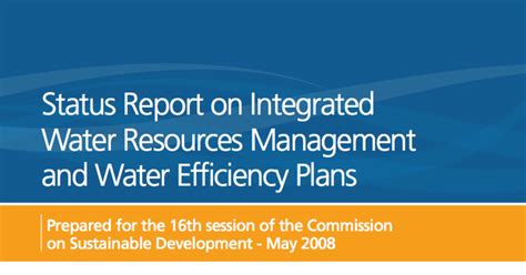 Status Report On Integrated Water Resource Management And Water