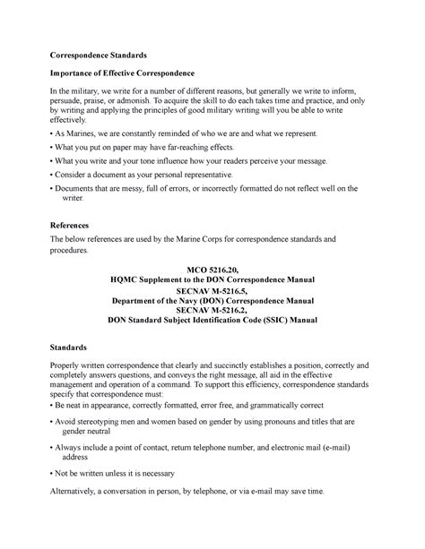 Communications Sgt Course - Correspondence Standards Importance of