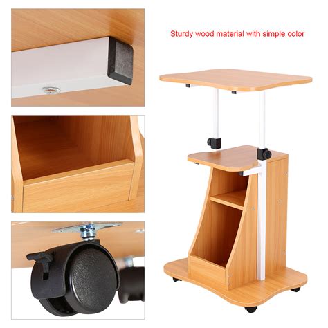 Movable Laptop Computer Desk Table W Storage Compartment Height