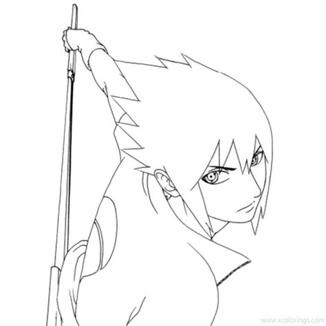 Chibi Sasuke Uchiha Coloring Pages With Sword