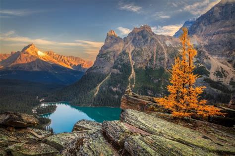 Mountains Scenery Autumn Lake Canada Parks Crag