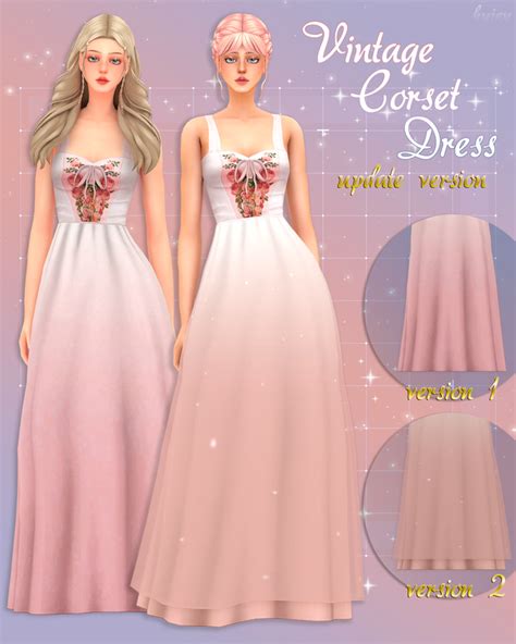 Vintage Corset Dress Update Version Huien On Patreon Sims 4