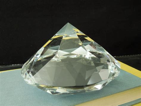 Diamond Shaped Crystal Paperweight Prism Vintage Faceted Etsy In 2020