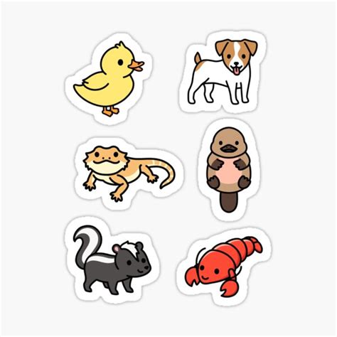 Cute Animal Sticker Pack 9 Sticker For Sale By Littlemandyart Redbubble